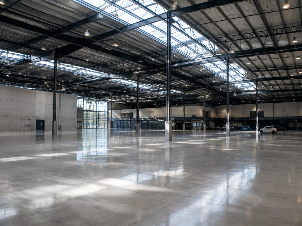 Large empty exhibition venue ready for a car event